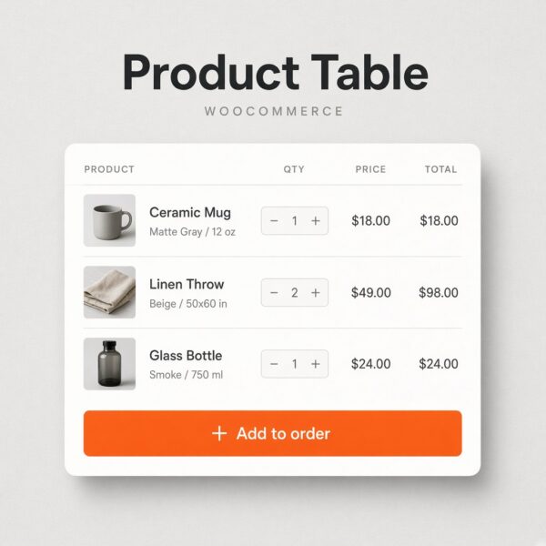 WooCommerce Product Table